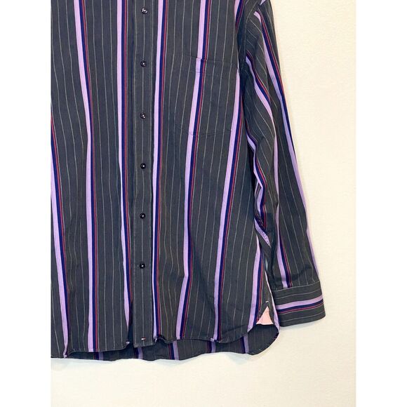 Tommy Hilfiger Mens Medium Button Up Shirt 80s 2 Ply Fabric Stripe 100% Cotton - Picture 7 of 13